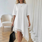 Women's Casual Solid Color Sexy Lace Trim Dress