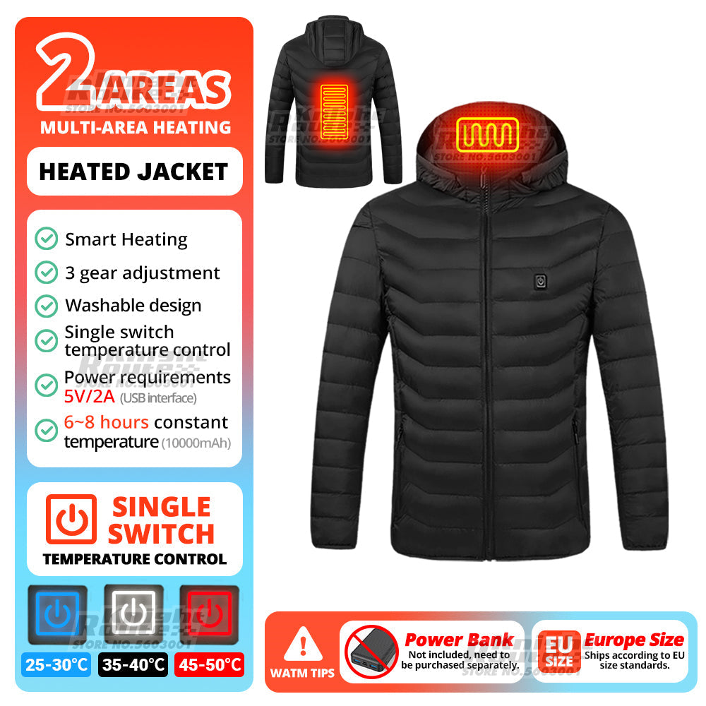 21 Areas USB Heated Jacket – Winter Smart Electric Heating Coat for Men & Women