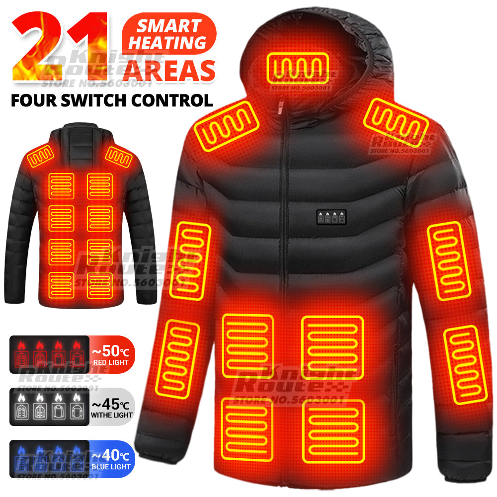 21 Areas USB Heated Jacket – Winter Smart Electric Heating Coat for Men & Women