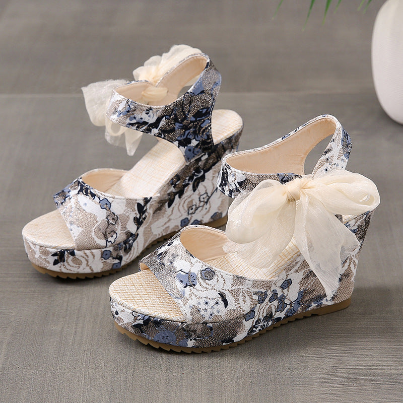 Women's Fashion Plus-Size Printed Lace Sandals