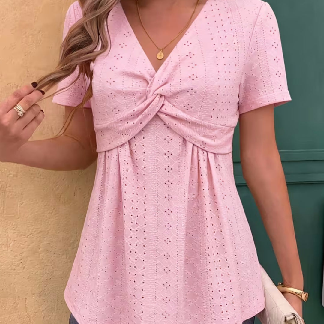 Women's Solid Color Simple Loose Round Neck Short Sleeve
