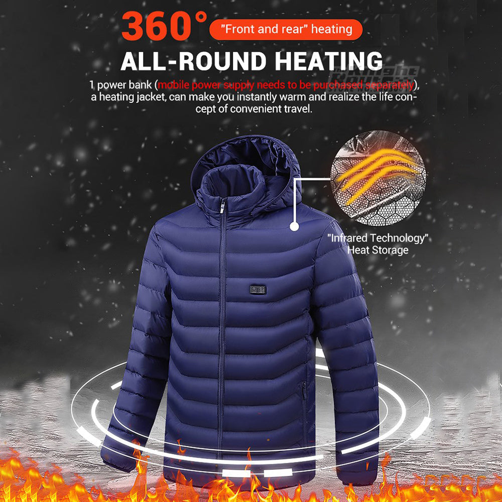 21 Areas USB Heated Jacket – Winter Smart Electric Heating Coat for Men & Women