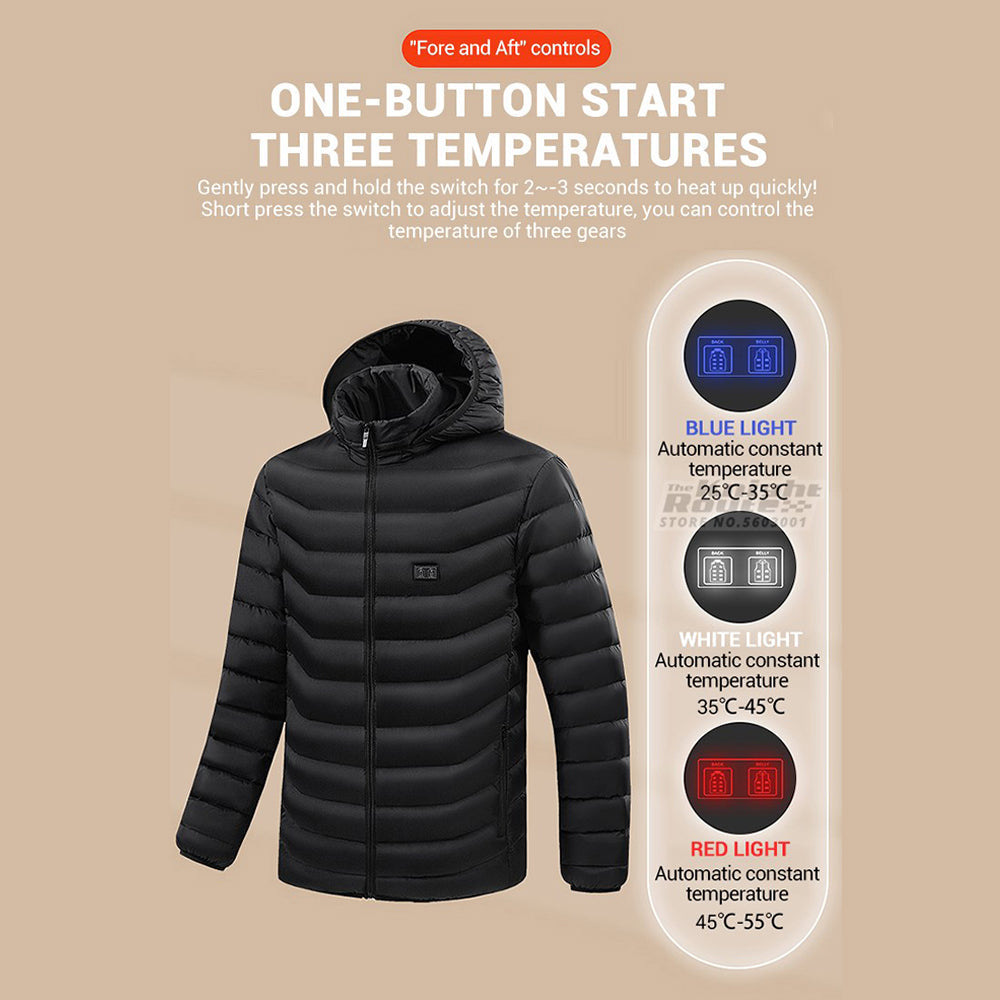 21 Areas USB Heated Jacket – Winter Smart Electric Heating Coat for Men & Women