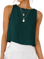 IDEALSANXUN Womens Linen Crop Tank Tops 2026 Spring Summer Sleeveless Tops
