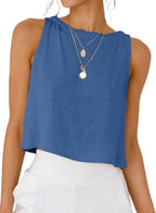 IDEALSANXUN Womens Linen Crop Tank Tops 2026 Spring Summer Sleeveless Tops