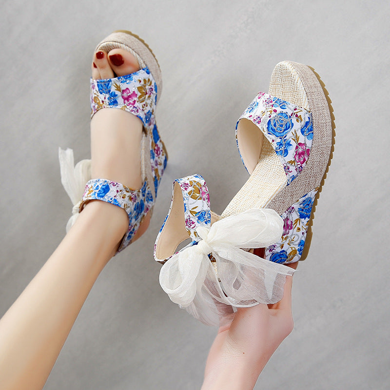 Women's Fashion Plus-Size Printed Lace Sandals