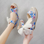Women's Fashion Plus-Size Printed Lace Sandals