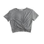 Knotted Cropped Loose-fitting Sporty Casual T-shirt