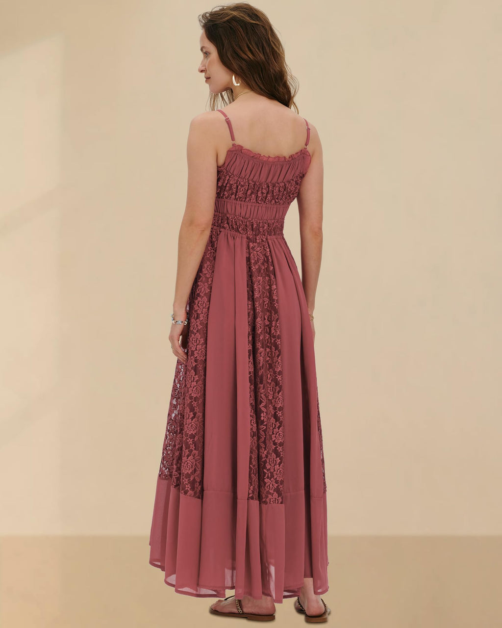 Gacaky Summer Dress for Women Casual Lace Floral Embroidered Bohemian Maxi Dress Flowy A Line Beach Long Dresses