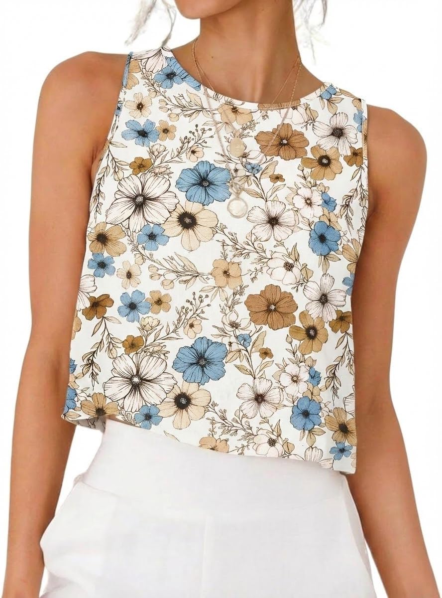 IDEALSANXUN Womens Linen Crop Tank Tops 2026 Spring Summer Sleeveless Tops