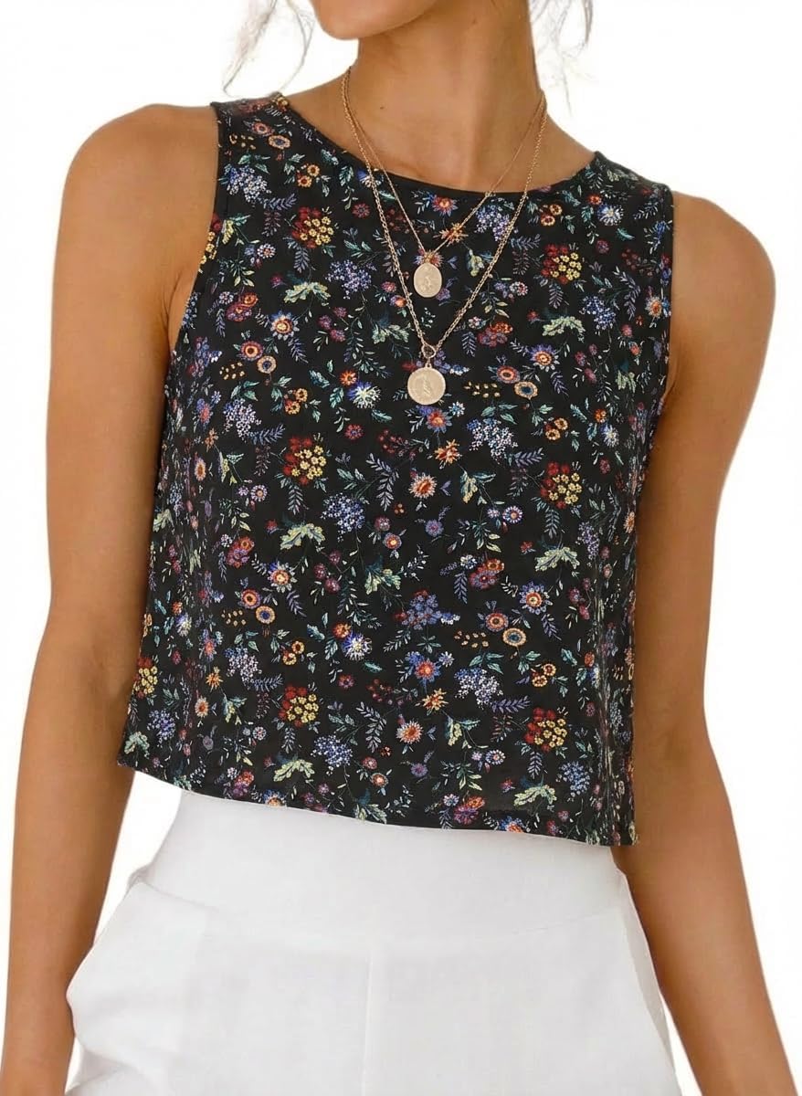 IDEALSANXUN Womens Linen Crop Tank Tops 2026 Spring Summer Sleeveless Tops