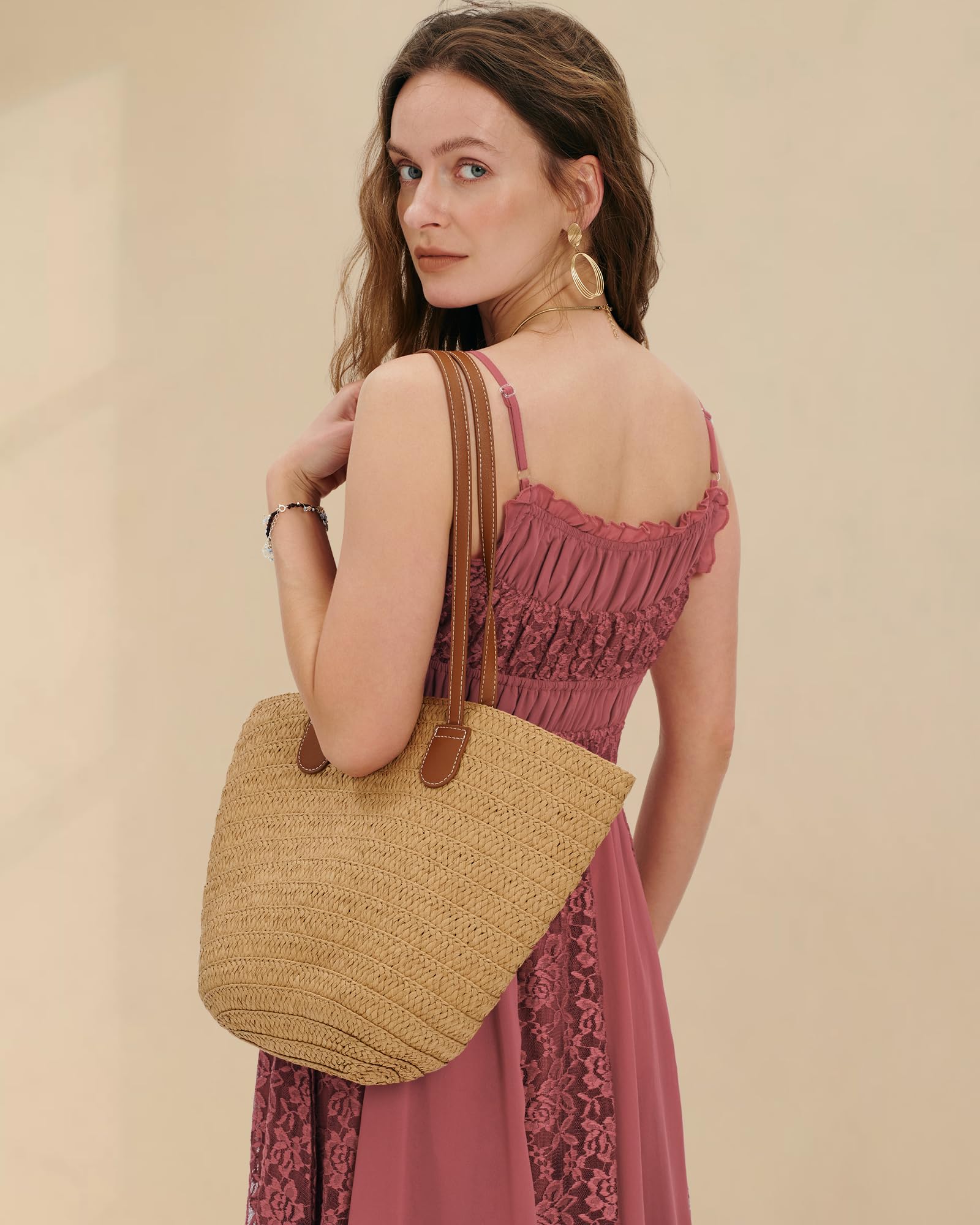 Gacaky Summer Dress for Women Casual Lace Floral Embroidered Bohemian Maxi Dress Flowy A Line Beach Long Dresses