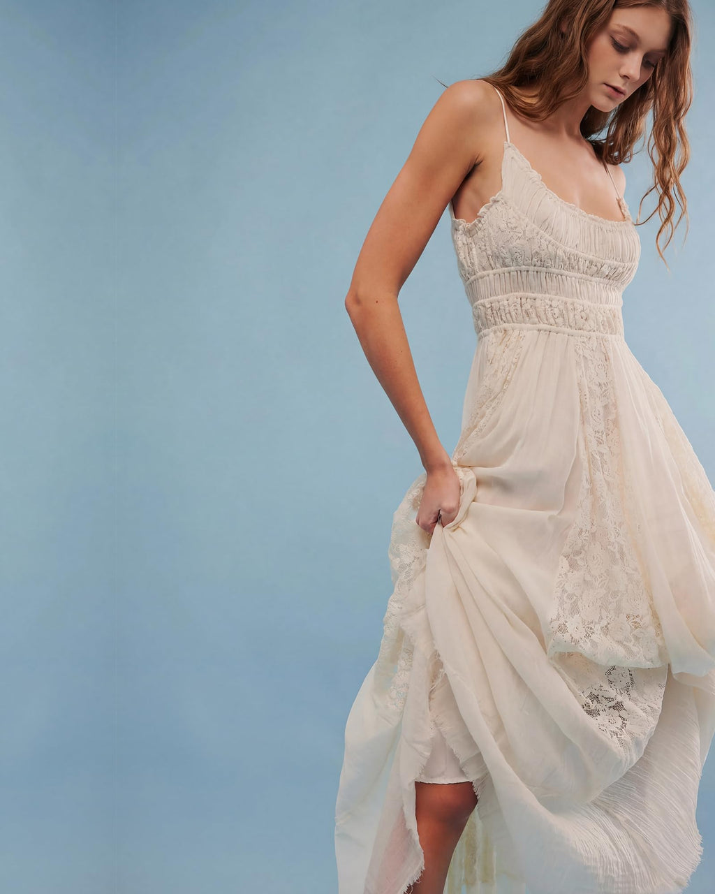 Gacaky Summer Dress for Women Casual Lace Floral Embroidered Bohemian Maxi Dress Flowy A Line Beach Long Dresses