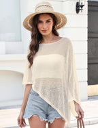 LOMON Womens Sheer Poncho Shrug Bolero Lightweight Knit Crochet Shrug Mesh Cover Up Summer 2026