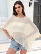 LOMON Womens Sheer Poncho Shrug Bolero Lightweight Knit Crochet Shrug Mesh Cover Up Summer 2026
