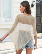 LOMON Womens Sheer Poncho Shrug Bolero Lightweight Knit Crochet Shrug Mesh Cover Up Summer 2026