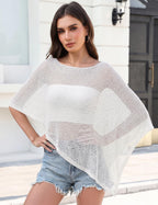LOMON Womens Sheer Poncho Shrug Bolero Lightweight Knit Crochet Shrug Mesh Cover Up Summer 2026