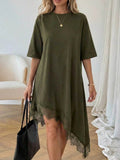 Women's Casual Solid Color Sexy Lace Trim Dress