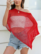 LOMON Womens Sheer Poncho Shrug Bolero Lightweight Knit Crochet Shrug Mesh Cover Up Summer 2026