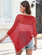 LOMON Womens Sheer Poncho Shrug Bolero Lightweight Knit Crochet Shrug Mesh Cover Up Summer 2026