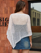 LOMON Womens Sheer Poncho Shrug Bolero Lightweight Knit Crochet Shrug Mesh Cover Up Summer 2026