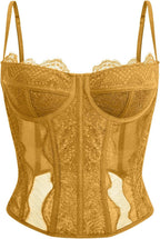 Dealmore Lace Corset Top for Women – Mesh Bustier Crop Tank for Parties, Date Nights & Going Out