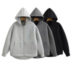 Women's Oversized Scuba Knit Zip-Up Hoodie | Premium Drop Shoulder Fleece Sweatshirt