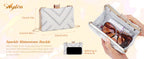 Luxury Rhinestone & Pearl Encrusted Evening Clutch - Elegant Geometric Pattern Party Purse with Detachable Chain Strap