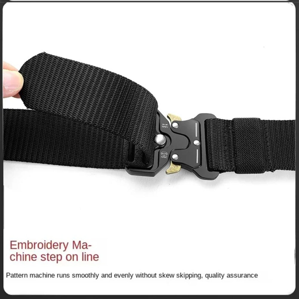 Heavy Duty Tactical Nylon Belt with Quick-Release Metal Buckle - Military Style Combat Belt for Men