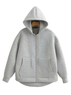 Women's Oversized Scuba Knit Zip-Up Hoodie | Premium Drop Shoulder Fleece Sweatshirt