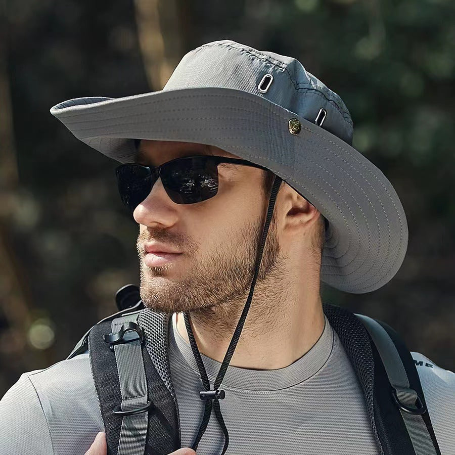 Men's Wide Brim Sun Hat - Waterproof UV Protection Safari Bucket Hat for Fishing, Hiking, and Outdoor Activities.