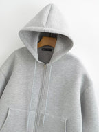 Women's Oversized Scuba Knit Zip-Up Hoodie | Premium Drop Shoulder Fleece Sweatshirt