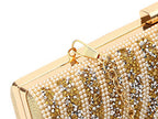 Luxury Rhinestone & Pearl Encrusted Evening Clutch - Elegant Geometric Pattern Party Purse with Detachable Chain Strap