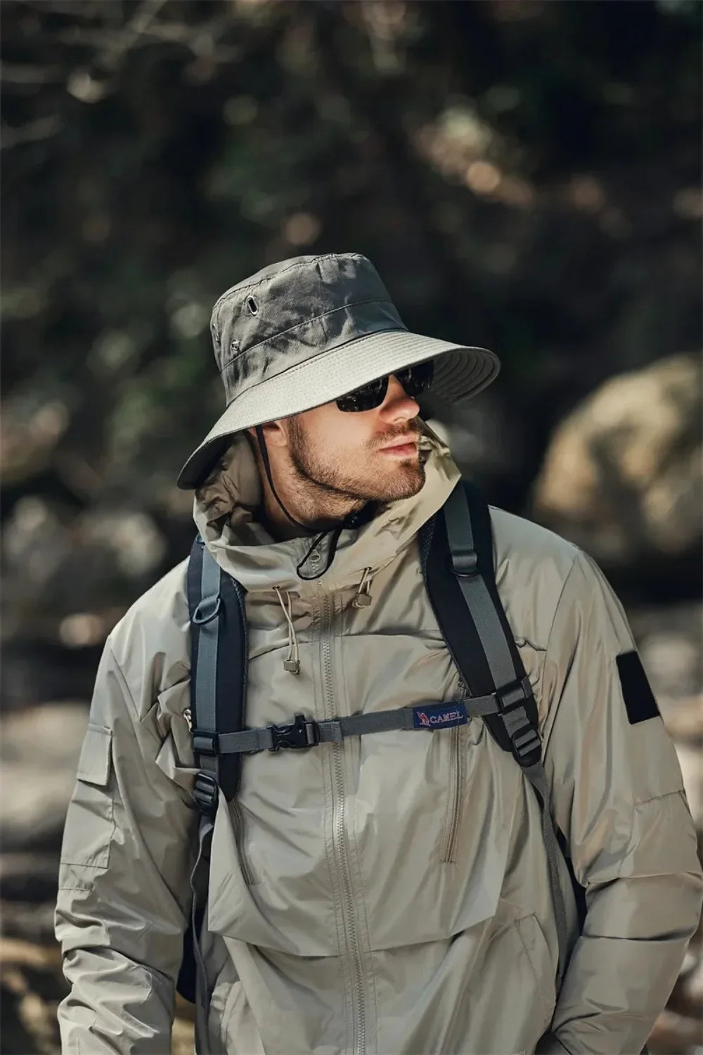 Men's Wide Brim Sun Hat - Waterproof UV Protection Safari Bucket Hat for Fishing, Hiking, and Outdoor Activities.