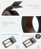 Men's Premium Double-Sided Cowhide Leather Belt | Adjustable Rotating Metal Buckle | High-Quality Business & Casual Reversible Belt