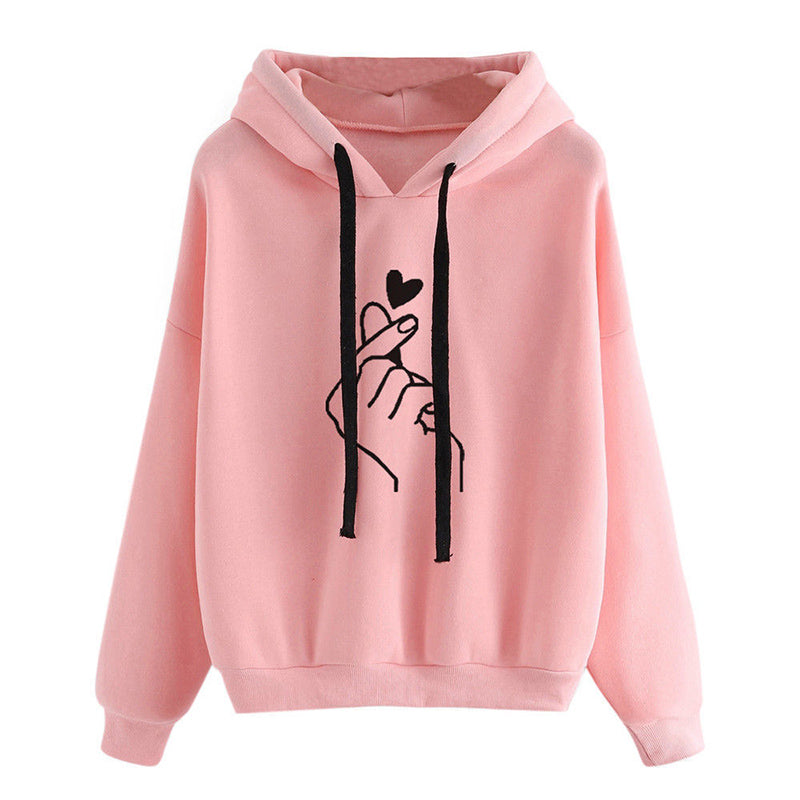 Finger Heart Korean Style Oversized Hoodie - Aesthetic K-Pop Streetwear Pullover