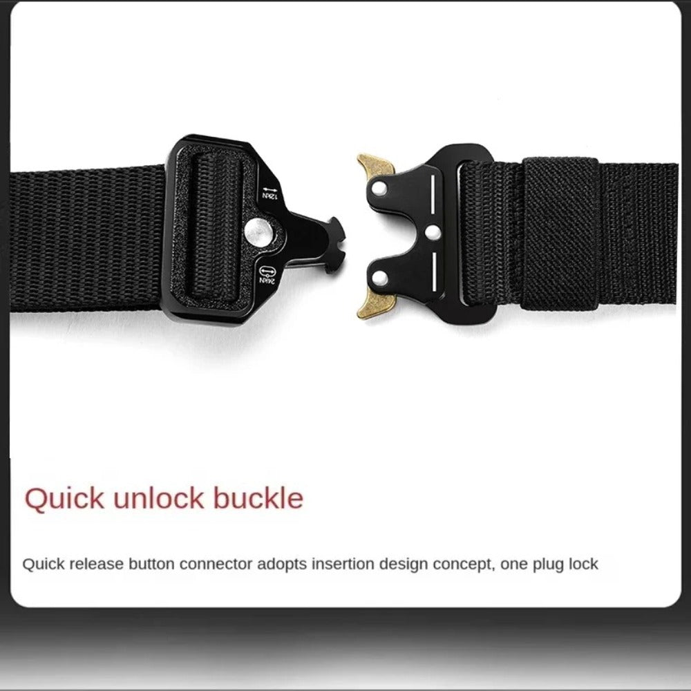 Heavy Duty Tactical Nylon Belt with Quick-Release Metal Buckle - Military Style Combat Belt for Men