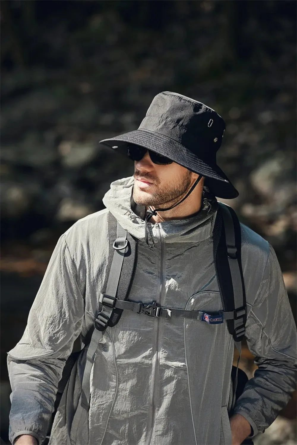 Men's Wide Brim Sun Hat - Waterproof UV Protection Safari Bucket Hat for Fishing, Hiking, and Outdoor Activities.