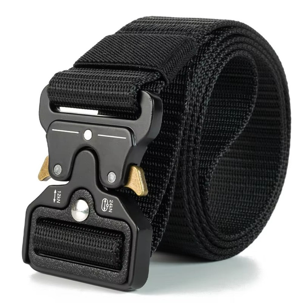 Heavy Duty Tactical Nylon Belt with Quick-Release Metal Buckle - Military Style Combat Belt for Men