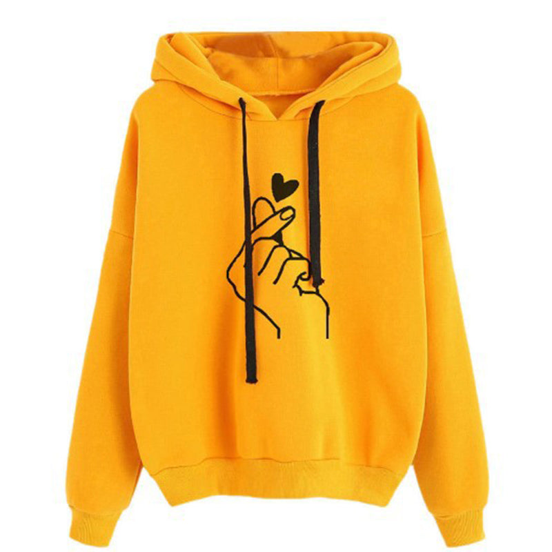 Finger Heart Korean Style Oversized Hoodie - Aesthetic K-Pop Streetwear Pullover
