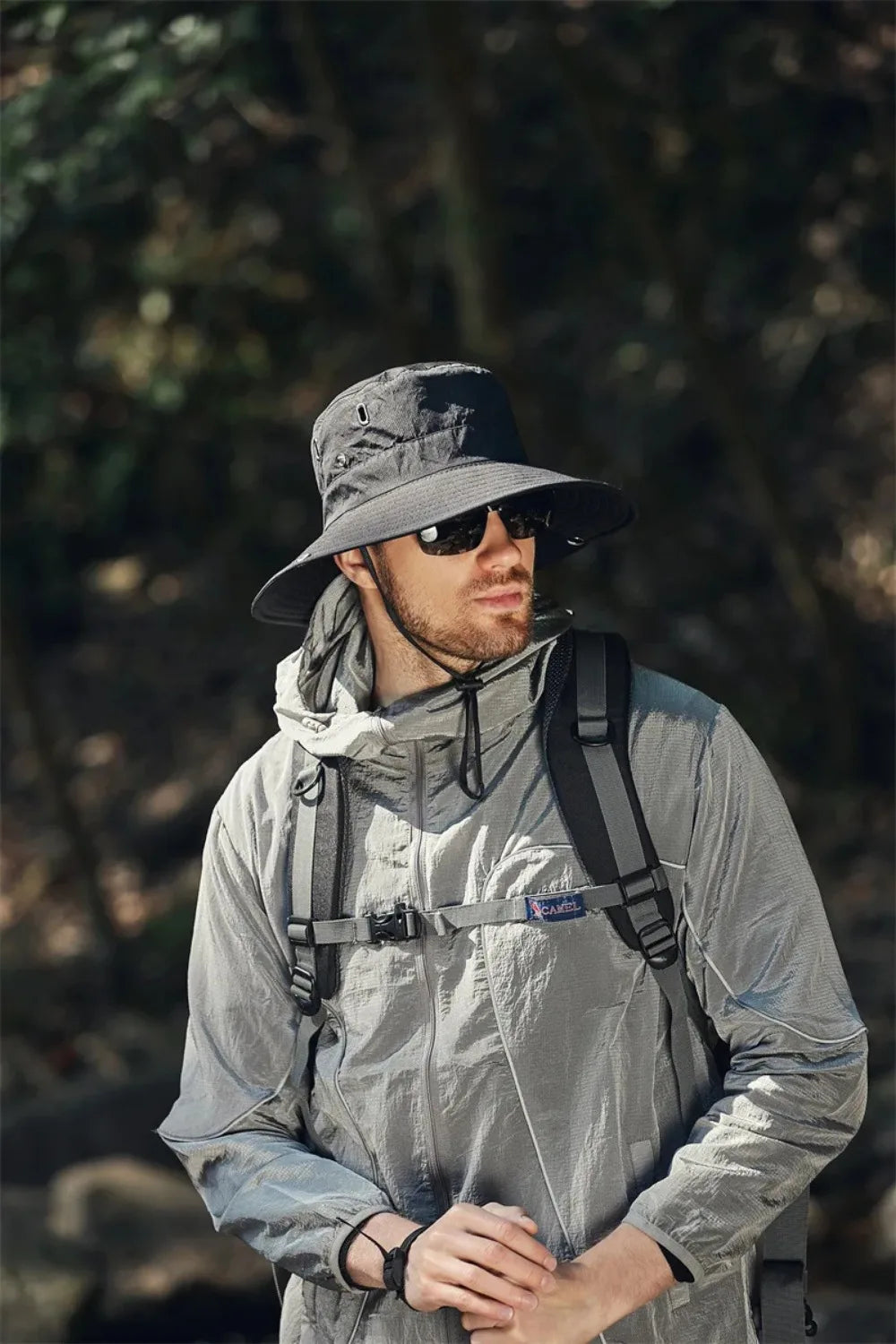 Men's Wide Brim Sun Hat - Waterproof UV Protection Safari Bucket Hat for Fishing, Hiking, and Outdoor Activities.