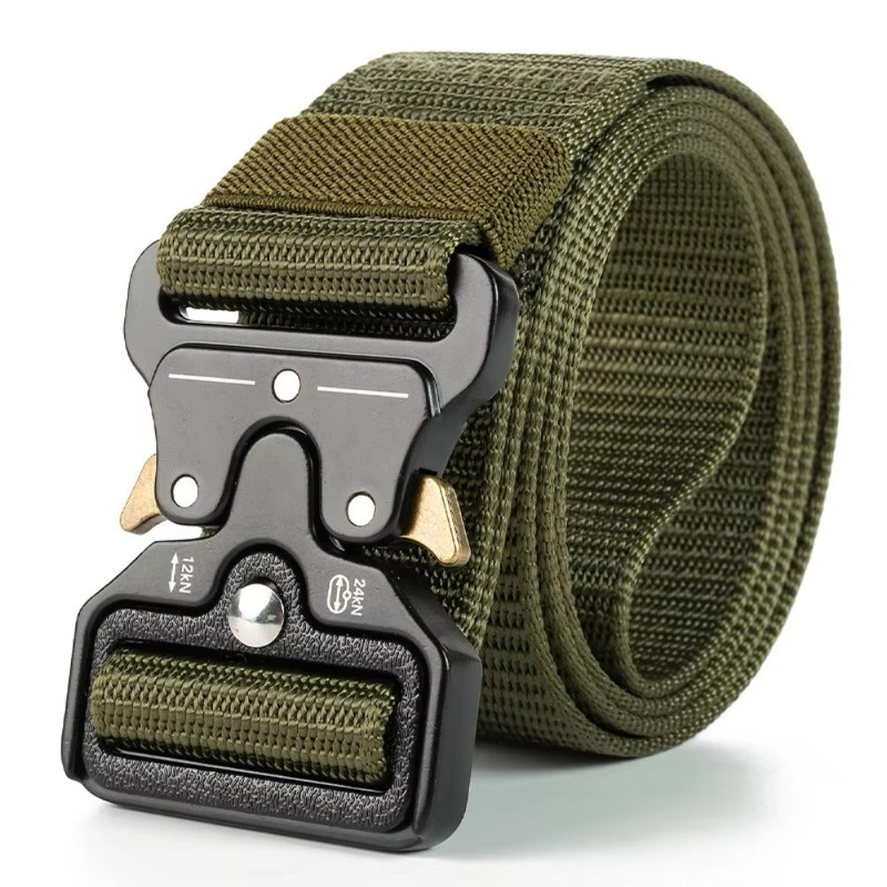 Heavy Duty Tactical Nylon Belt with Quick-Release Metal Buckle - Military Style Combat Belt for Men
