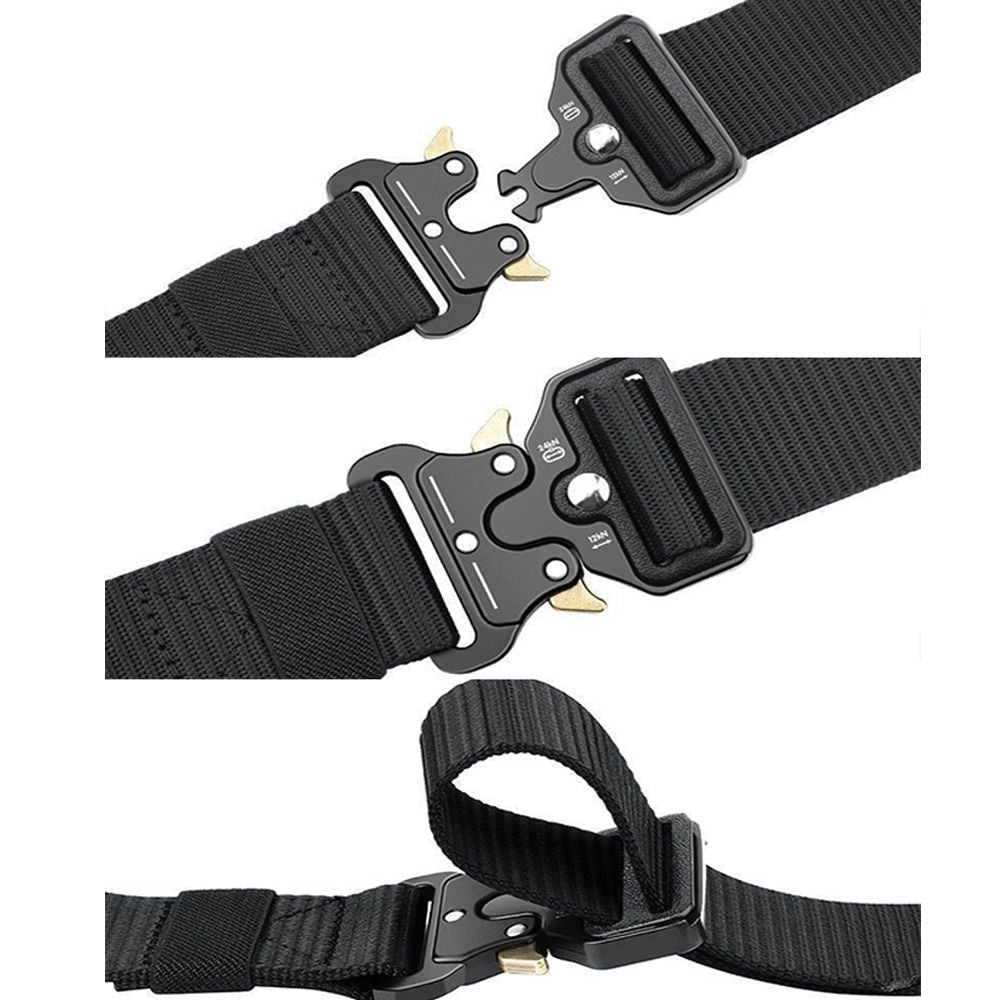 Heavy Duty Tactical Nylon Belt with Quick-Release Metal Buckle - Military Style Combat Belt for Men