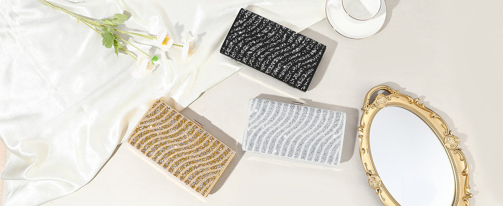 Luxury Rhinestone & Pearl Encrusted Evening Clutch - Elegant Geometric Pattern Party Purse with Detachable Chain Strap