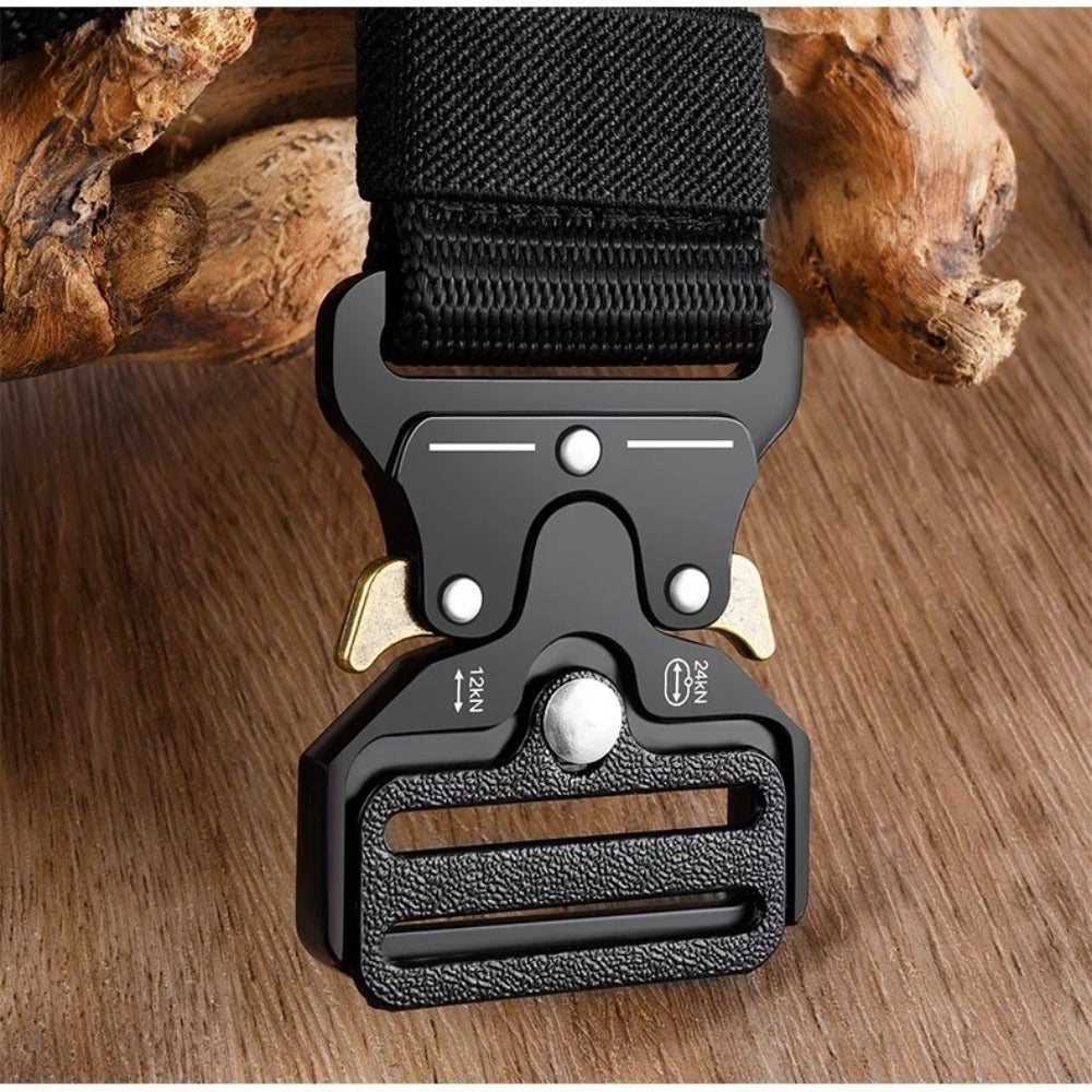 Heavy Duty Tactical Nylon Belt with Quick-Release Metal Buckle - Military Style Combat Belt for Men
