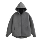 Women's Oversized Scuba Knit Zip-Up Hoodie | Premium Drop Shoulder Fleece Sweatshirt