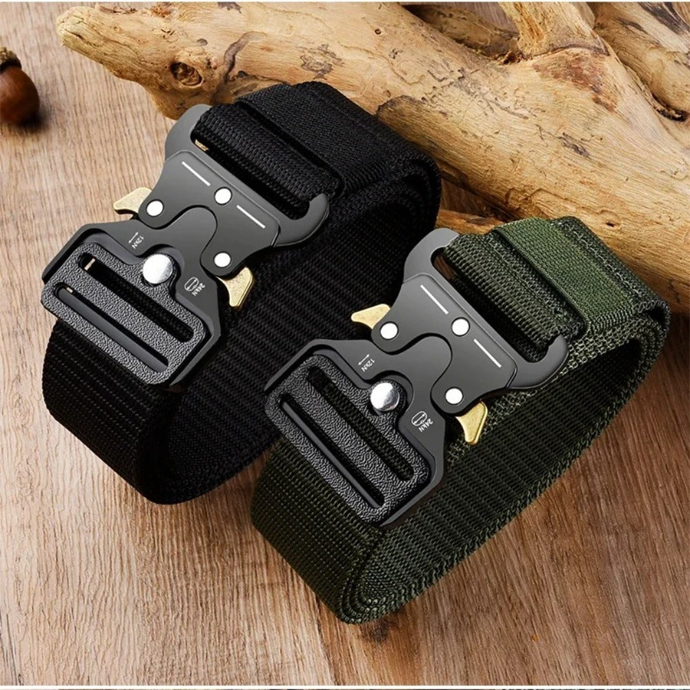 Heavy Duty Tactical Nylon Belt with Quick-Release Metal Buckle - Military Style Combat Belt for Men