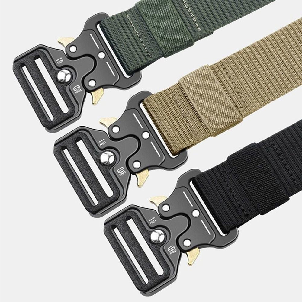 Heavy Duty Tactical Nylon Belt with Quick-Release Metal Buckle - Military Style Combat Belt for Men