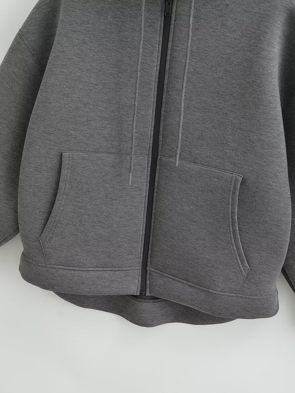 Women's Oversized Scuba Knit Zip-Up Hoodie | Premium Drop Shoulder Fleece Sweatshirt