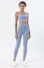 Premium High-Waist Seamless Yoga Set – Breathable Sports Bra & Leggings